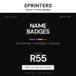 Name Badges promotional graphic, ePrinters Port Shepstone