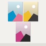 Illustration of the 3 Large Canvas Prints (60 x 80 cm) combo: 3 canvases (3 Large (60 x 80 cm)) hung together on a wall