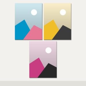 Illustration of the 3 Large Canvas Prints (60 x 80 cm) combo: 3 canvases (3 Large (60 x 80 cm)) hung together on a wall