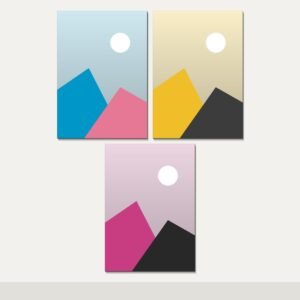 Illustration of the 3 A4 Canvas Prints combo: 3 canvases (3 A4 (21 x 29.7 cm)) hung together on a wall