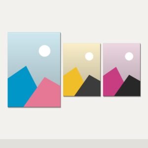 Illustration of the A4 and A5 Canvas Trio combo: 3 canvases (1 A4 (21 x 29.7 cm), 2 A5 (14.8 x 21 cm)) hung together on a wall