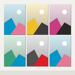 Illustration of the 6 A3 Canvas Prints combo: 6 canvases (6 A3 (29.7 x 42 cm)) hung together on a wall