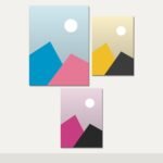 Illustration of the Large and A2 Canvas Trio combo: 3 canvases (1 Large (60 x 80 cm), 2 A2 (42 x 59.4 cm)) hung together on a wall