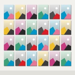 Illustration of the 24 A4 Canvas Prints combo: 24 canvases (24 A4 (21 x 29.7 cm)) hung together on a wall