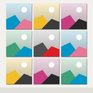 Illustration of the 9 Square Canvas Prints combo: 9 canvases (9 Square (21 x 21 cm)) hung together on a wall